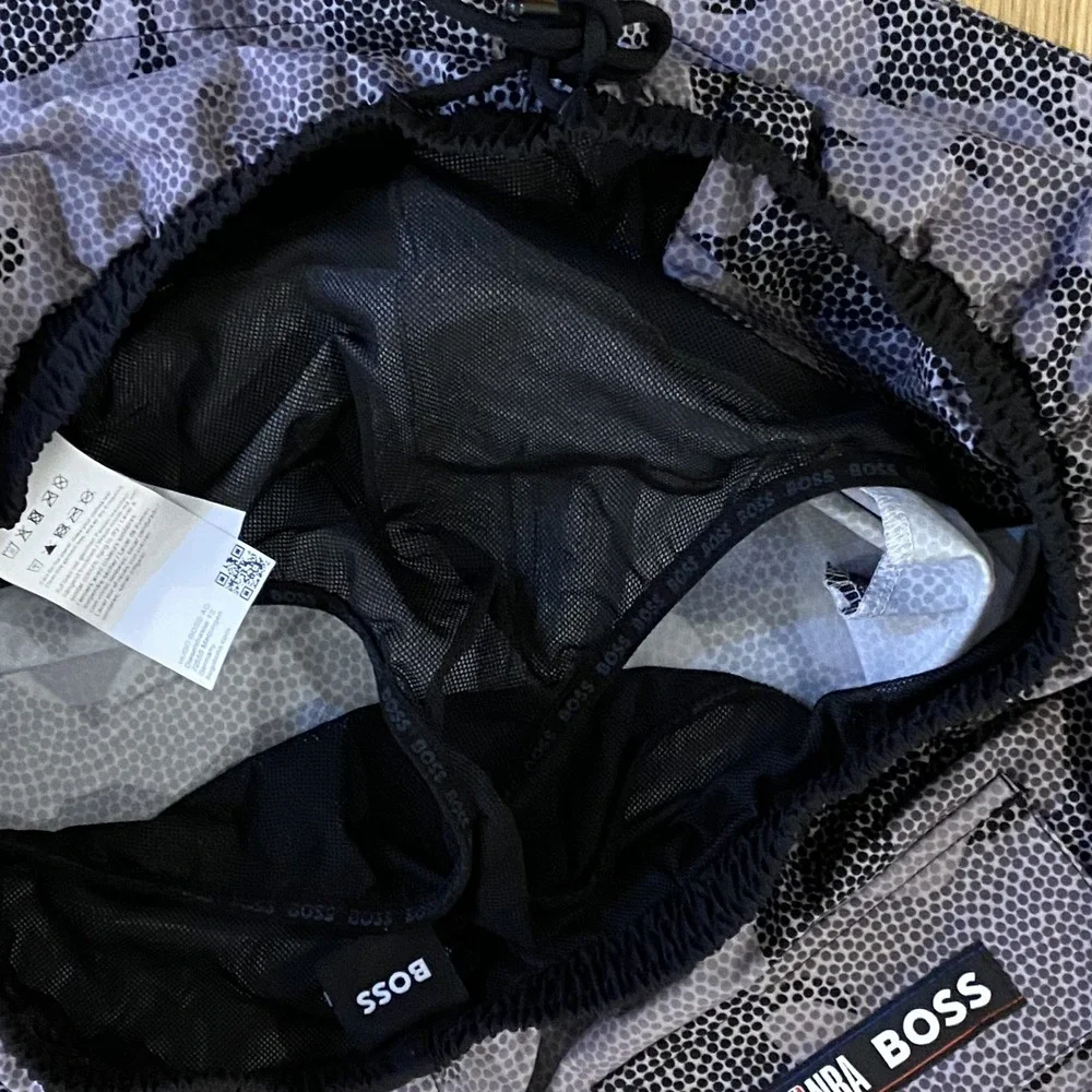 BOSS x NBA 4.0 quick-drying swim shorts Men's Large Black Gray lined
